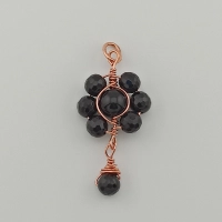 Zawieszka wisiorek z miedzi i kamieni naturalnych onyks w technice wire wrapping