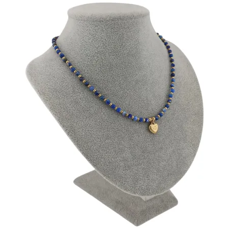 Naszyjnik z kamieni naturalnych lapis lazuli z serduszkiem ze stali chirurgicznej